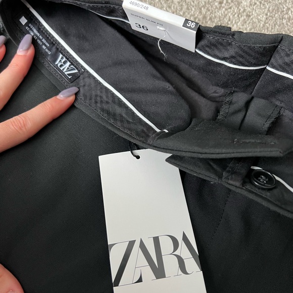 BRAND NEW ZARA SLIM FIT BLACK PANTS 👖🖤 - Picture 4 of 6